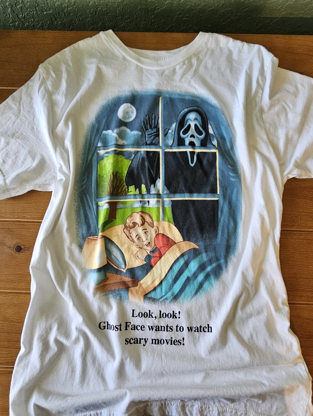 Unisex Scream Ghost Face Retro Book T-Shirt Size Medium